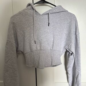 Forever 21 Light Gray Cropped Sweatshirt